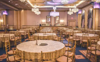Banquet hall set up for a celebration