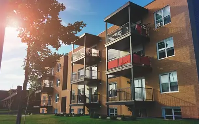 Modern apartment building with balconies
