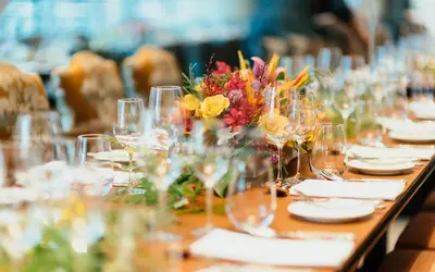 Dinner table set for a celebration